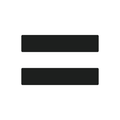 Equal symbol, balance concept. Two horizontal lines on white background. Math operation result pictogram.