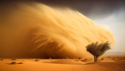 Sandstorm in desert - Generative AI illustration