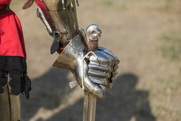 Historical restoration of knightly fights. Summer time medieval festival .Festival of medieval...