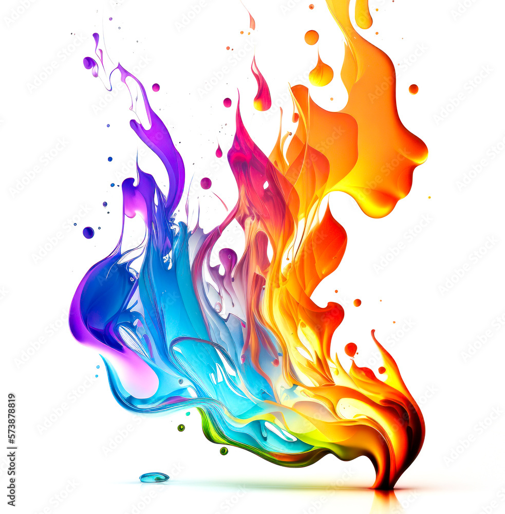 Wall mural colorful paint splashes isolated on white background