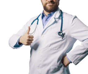 Confident doctor giving a thumbs up