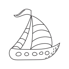 boat vector ship icon logo pirate sailboat yacht cartoon symbol nautical maritime. doodle. clipart. vector illustration