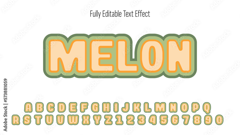 Poster melon - editable font effect, editable text effect vector.