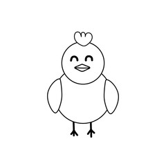 Chick. Coloring page. Black and white little bird. Chick. Vector
