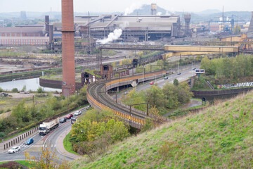 Old and new industries, steel mills, gas plants and hydrogen gas plants