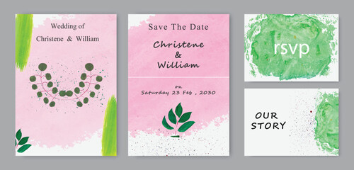 abstract watercolor beautiful wedding invitation card template background design