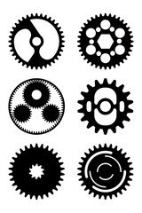 Modern gears set with different style isolated
