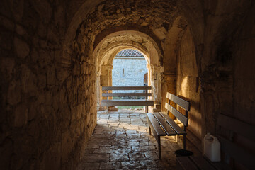 Fototapeta premium Arched corridor at Khobi Convent, Georgia