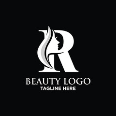 Letter R Beauty Face Logo Design Template Inspiration, Vector Illustration.