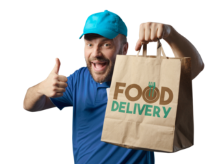 Happy delivery guy giving a thumbs up