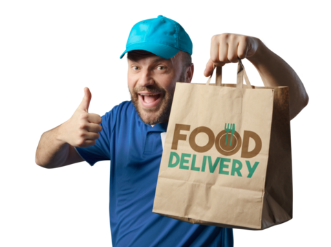 Happy delivery guy giving a thumbs up