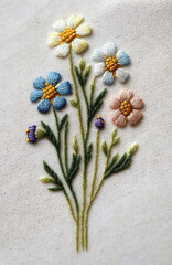 Embroidery, little flower. Generative AI.