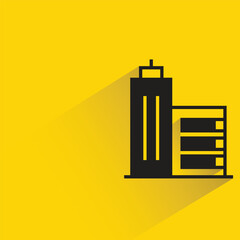 office building with shadow on yellow background