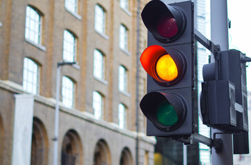 close up of signal system traffic light,road signs