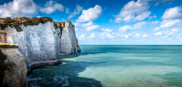 Panorama landscape of Etretat, great place in France to visit.