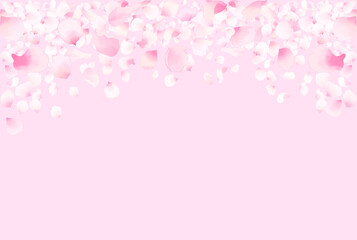 Fototapeta na wymiar 水彩調の桜の花びらのピンク色フレーム