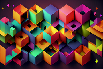 Abstract background of colored cubes illustration. Generative AI
