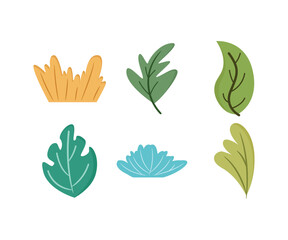 leaf and shrub icons set vector illustration