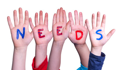 Children Hands Building Word Creative, Isolated Background