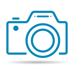 Camera flat web shadow icon, photography digital design, retro equipment symbol vector illustration