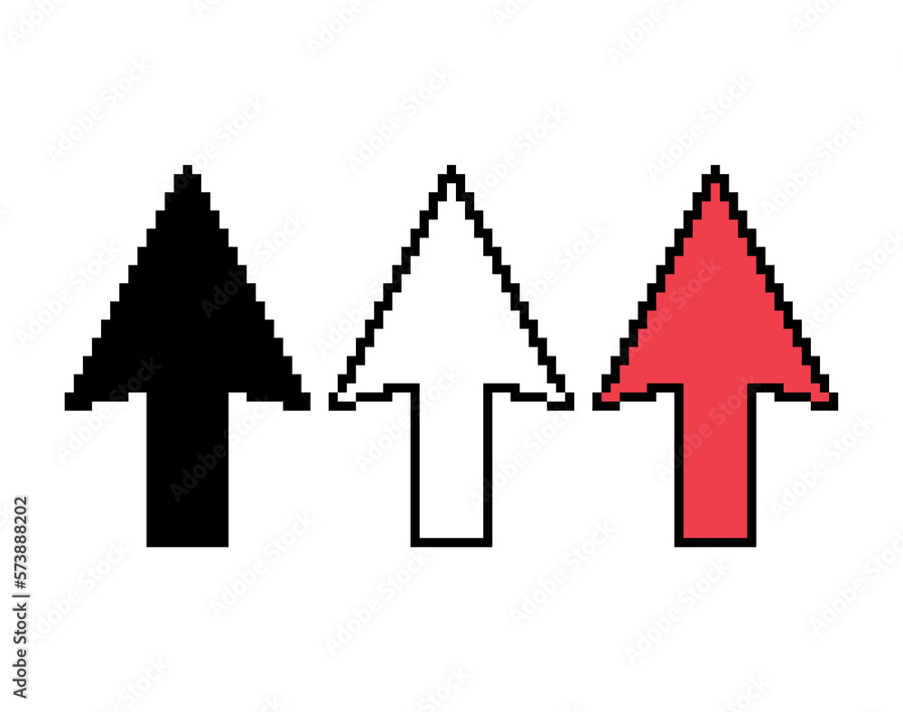 Aufkleber set of arrow pixel icon, web cursor click mouse symbol, computer pointer vector illustration