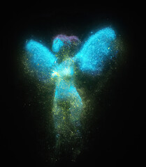 A sprakling woman's figure with wings