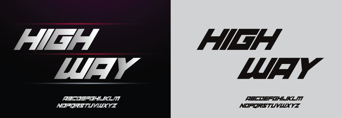 Obraz premium High Way, Modern Sport Fonts. Typeface Tech style fonts for technology, digital, movie, logo design. Alphabet Collections