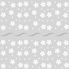 seamless pattern with white flower and grey lines on grey background for cloth pattern,wallpaper, quilting, curtain pattern