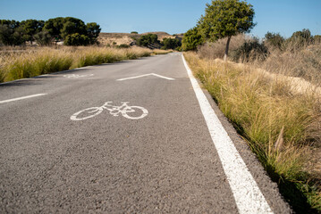 Continius line on road. Cycle road. The journey continues