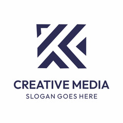 letter k media logo design vector