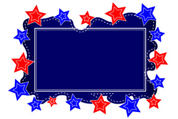 American abstract border on blue starry background with copy  space for text 