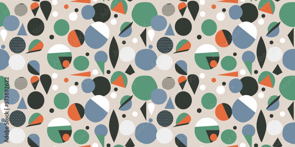 Aufkleber flat minimal style of circles, cut out pieces, abstractions. seamless vector print for textiles, pil