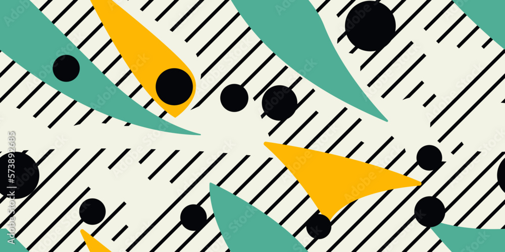 Aufkleber Minimal style. Avant-garde art. Seamless diagonal lines, colored shapes. Seamless vector print for textiles, pillows, notebooks, diaries, packaging.