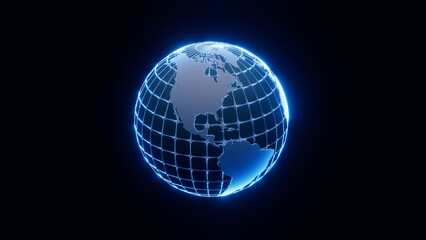 Earth model glowing in blue