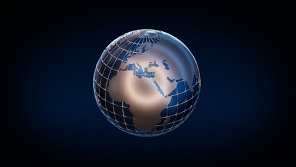 Earth model glowing in blue