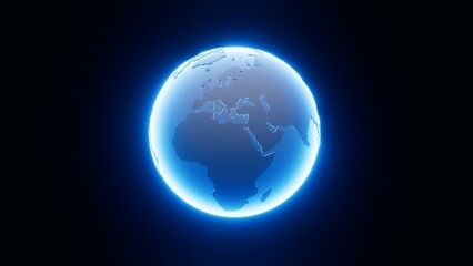 Fototapeta na wymiar Earth model glowing in blue