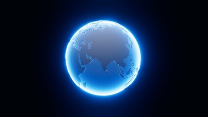 Fototapeta na wymiar Earth model glowing in blue