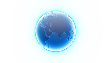 Earth model glowing in blue