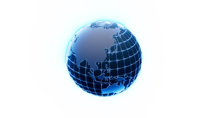 Earth model glowing in blue