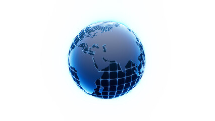 Earth model glowing in blue