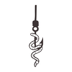 Worm on a hook vector illustration
