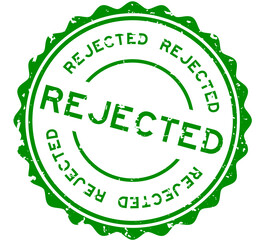 Grunge green rejected word round rubber seal stamp on white background
