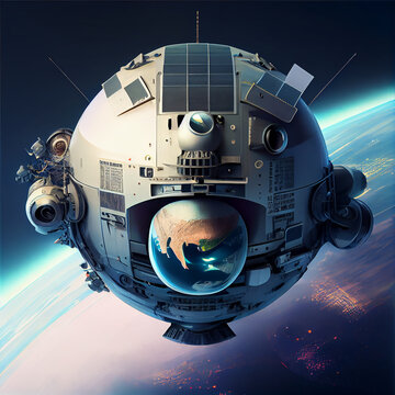 Representaci&oacute;n de un sat&eacute;lite militar esp&iacute;a vigilando desde el espacio , generado con IA.