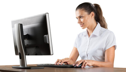 Portrait of a Businesswoman Working with Computer