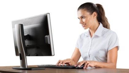 Portrait of a Businesswoman Working with Computer