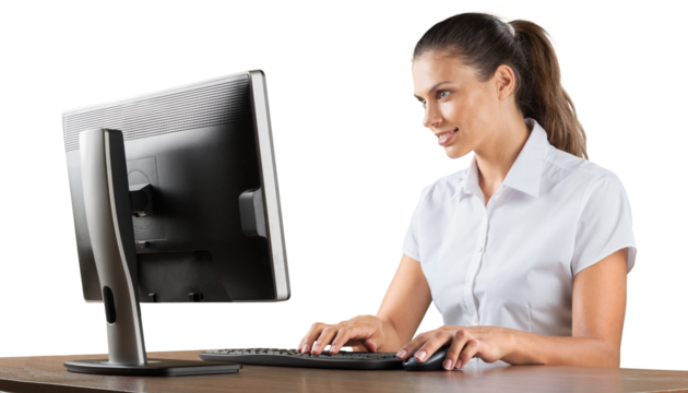 Portrait of a Businesswoman Working with Computer