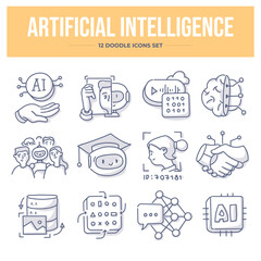 Artificial Intelligence Doodle Icons