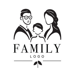 Family Flat Icon Black and White Vector Graphic. Good for logo design