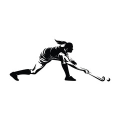 Woman Field Hockey Silhouette Vector Illustration