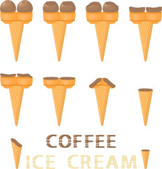 Big set various sweet tasty natural ice cream